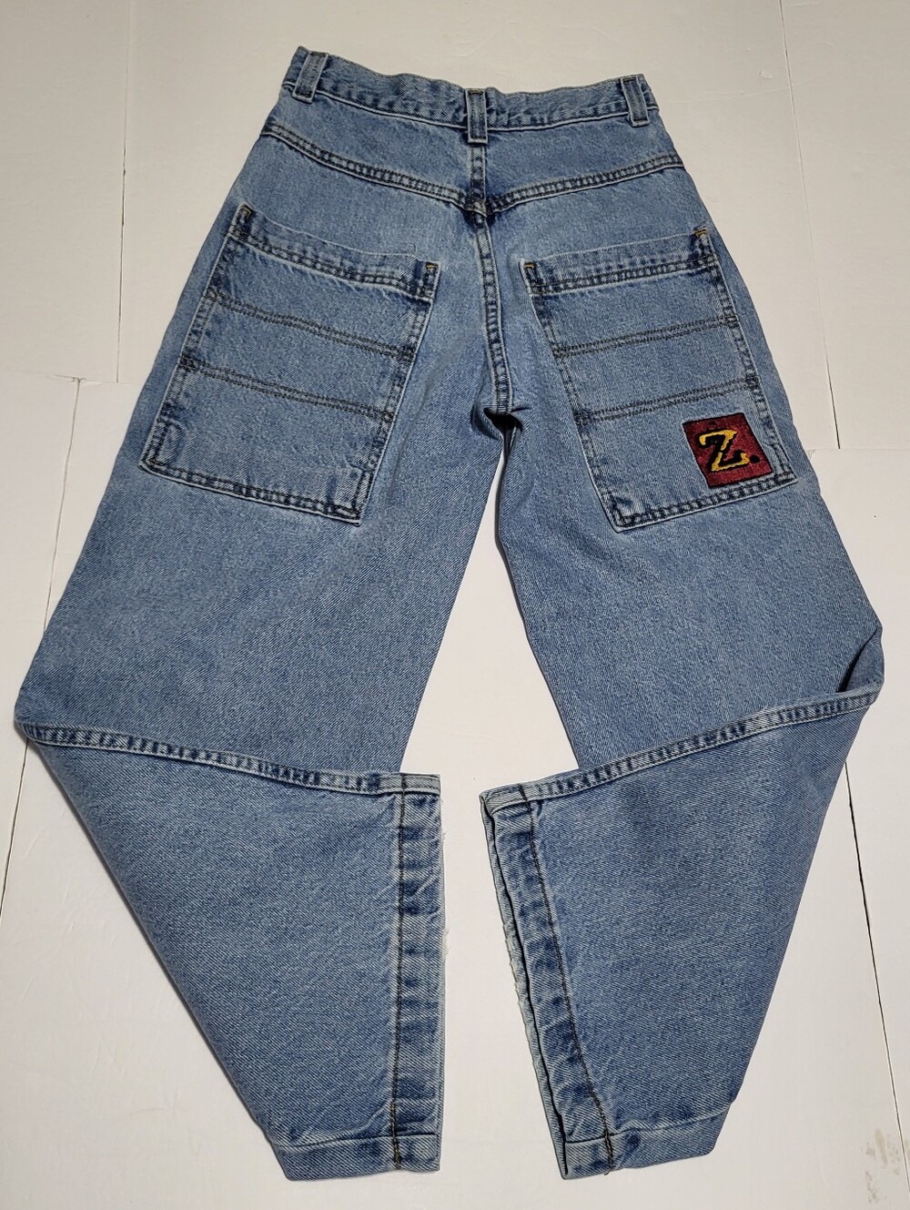 VINTAGE ZONZ Light Wash Denim Carpenter Jeans with Red 'Z' Patch